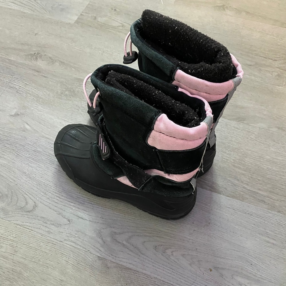 Totes Snow Boots Kids Size 2 Black Pink Insulated Waterproof Duck Boots - Picture 3 of 7